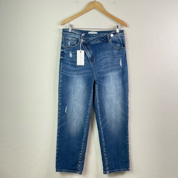 NEW Risen Los Angeles High-Rise Crossover Tapered Denim Jeans RDP5060 Size 15/32 - Picture 3 of 16